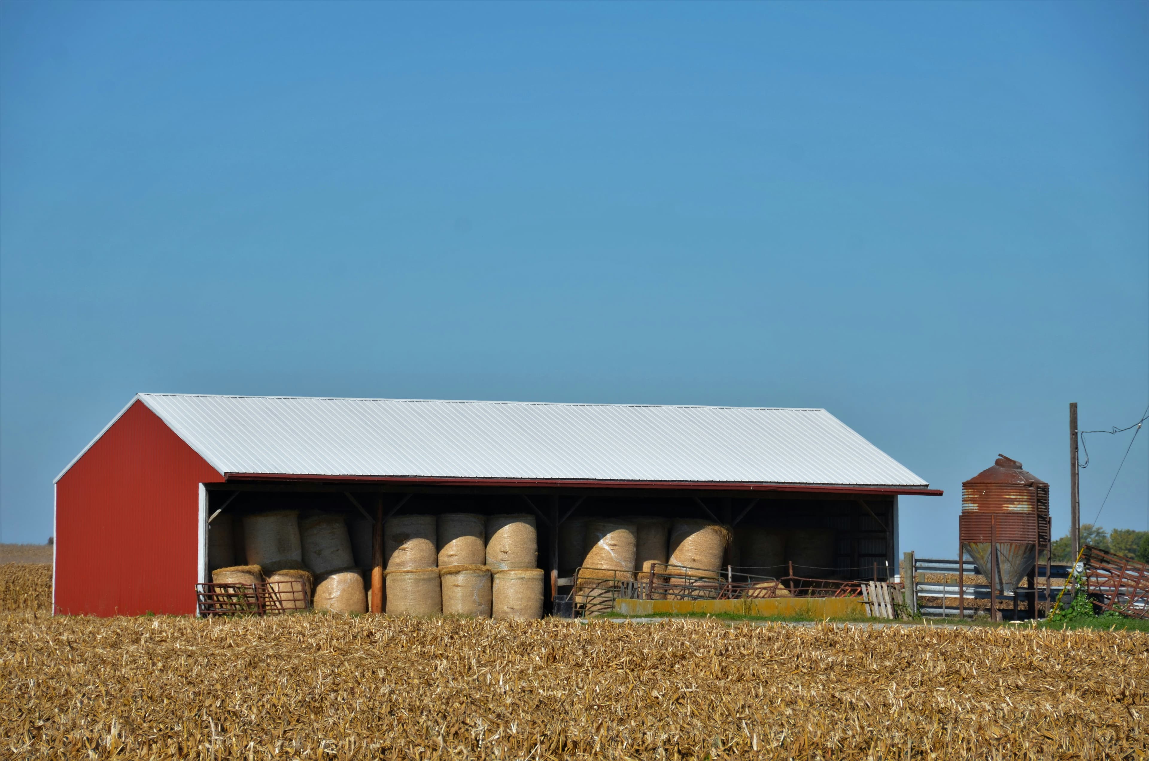An agricultural steel building used for farming.