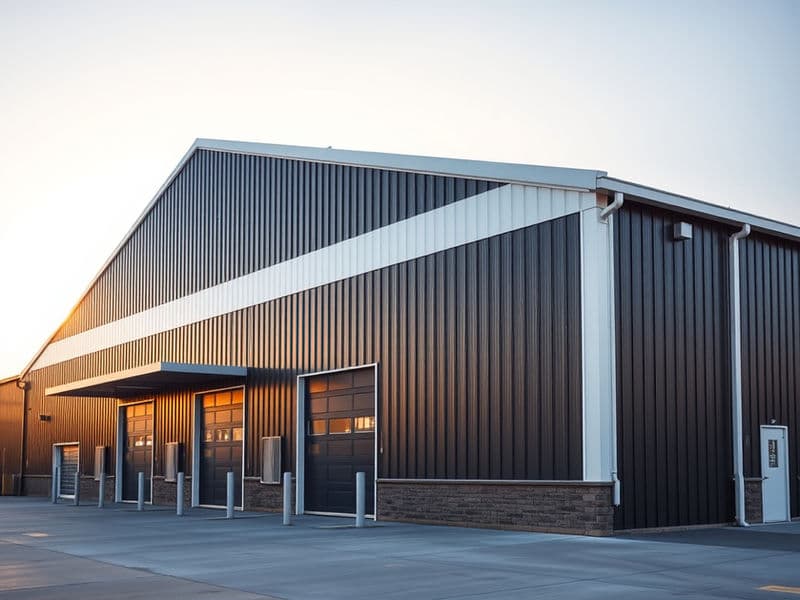 A 100x200' commercial distribution center steel building in Ohio.