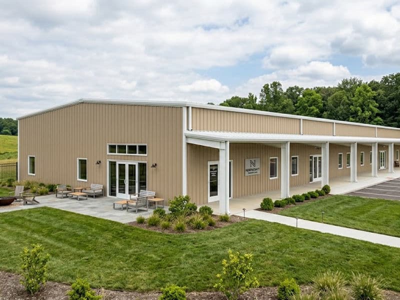 A 40x200' shopping Center steel building with several businesses operating out of it in Pennsylvania.