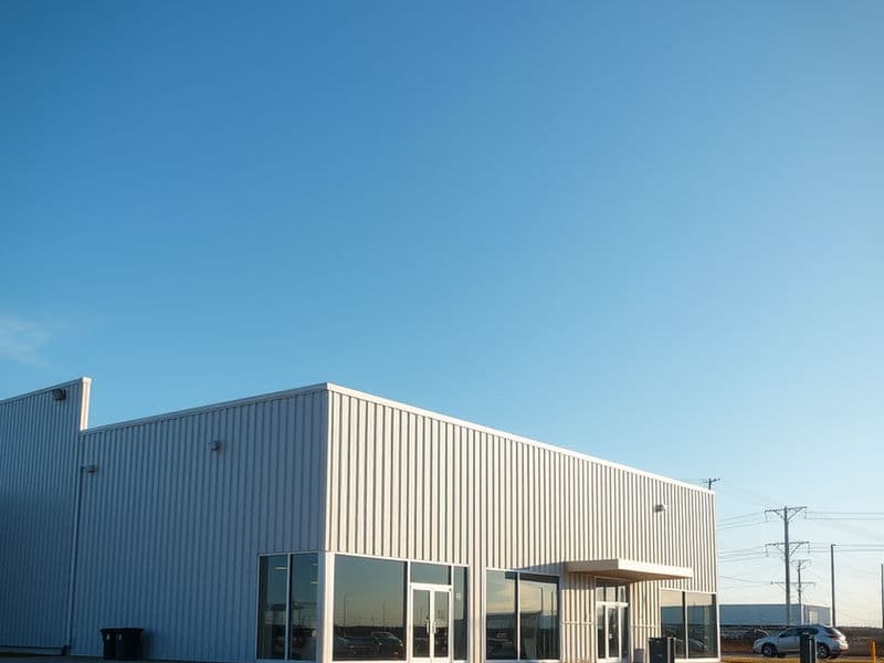 A brand new store front 50x75' steel building In Pennsylvania.