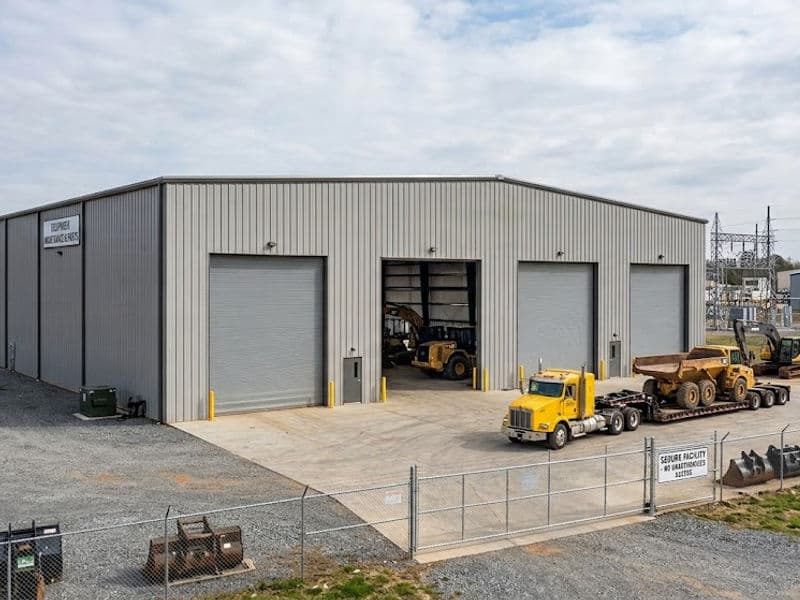 A 75x75' trucking/heavy machinery commercial steel building in Pennsylvania.
